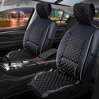 Front seat covers suitable for Dodge Caliber Construction year 2006-2012 in color Black/White Set of 2 Check Design