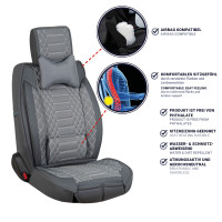 Front seat covers suitable for Honda Civic from year of construction 2001 in color dark Grey Set of 2 Check Mix