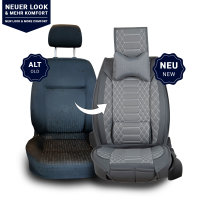 Front seat covers suitable for Honda HR-V from year of construction 1999 in color dark Grey Set of 2 Check Mix