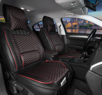 Front seat covers suitable for Opel Astra from year of construction 1998 in color Black/Red Set of 2 Honeycomb design