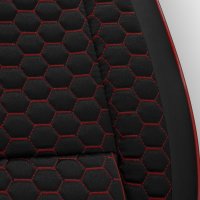 Front seat covers suitable for Opel Astra from year of construction 1998 in color Black/Red Set of 2 Honeycomb design
