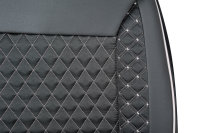 Seat covers suitable for Fiat Ducato Camper Caravan from year of construction 2006 in color Black/White Set of 2