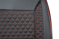 Seat covers suitable for Fiat Ducato Camper Caravan from year of construction 2006 in color Black/Red Set of 2