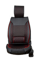 Seat covers suitable for Volkswagen T5 / T6 / T6.1 Camper Caravan from year of construction 2003 in color Black/Red Set of 2