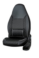 Front seat covers suitable for Rapido Camper Caravan in color Black/White Set of 2 Pilot design
