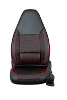 Front seat covers suitable for SEA Camper Caravan in color Black/Red Set of 2 Pilot design