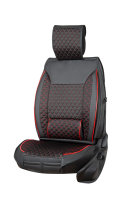 Seat covers suitable for Opel Vivaro Camper Caravan in color Black/Red Set of 2