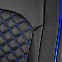 Sitzbez&uuml;ge passend f&uuml;r Audi A8 ab Bj. 2002 in Schwarz/Blau Set New York