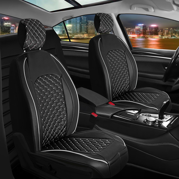 Seat covers for Dacia Duster from 2010 in black white model New York