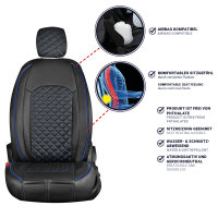 Seat covers for Fiat Doblo from 2001 in black blue model New York