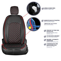 Seat covers for Fiat Punto from 1999 in black red model New York