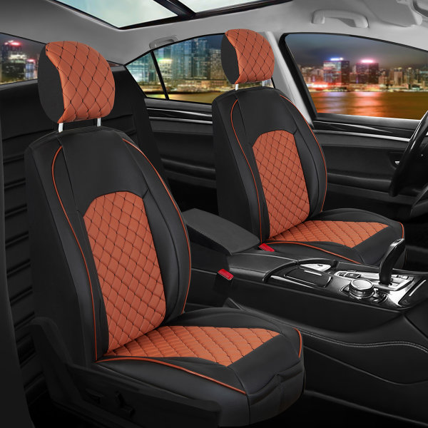 Seat covers for Land und Range Rover Discovery from 2004 in cinnamon black model New York
