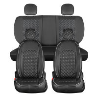 Seat covers for Peugeot 108 from 2014 in black white model New York