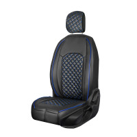 Sitzbez&uuml;ge passend f&uuml;r Peugeot 208 ab Bj. 2012 in Schwarz/Blau Set New York