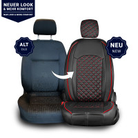 Sitzbez&uuml;ge passend f&uuml;r VW Caddy und Maxi ab 2007 in Schwarz/Rot Set New York