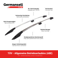 Roof Rails suitable for Peugeot Expert long L2-H1 from 2007 - 2016 aluminium high gloss polished