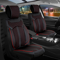 Seat covers for Volkswagen Caddy und Maxi from 2007 in black red model Bangkok