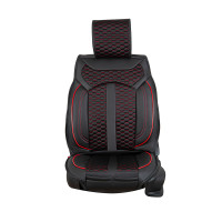 Seat covers for Volkswagen Caddy und Maxi from 2007 in black red model Bangkok