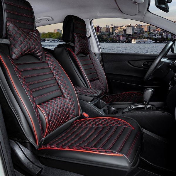 FFOCUS PU Leather Sitzbezüge Auto für VW Tiguan/Tiguan R/Tiguan Sport  Style/Tiguan L 2007-2016,Sitzschoner Sitzbezug Wasserdicht Vordersitze  Rücksitze