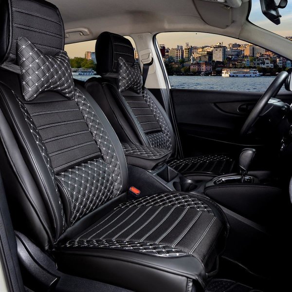 Auto Sitzbezüge für VW Caddy Sharan Touran Beetle Schwarz PU Leder 1 S