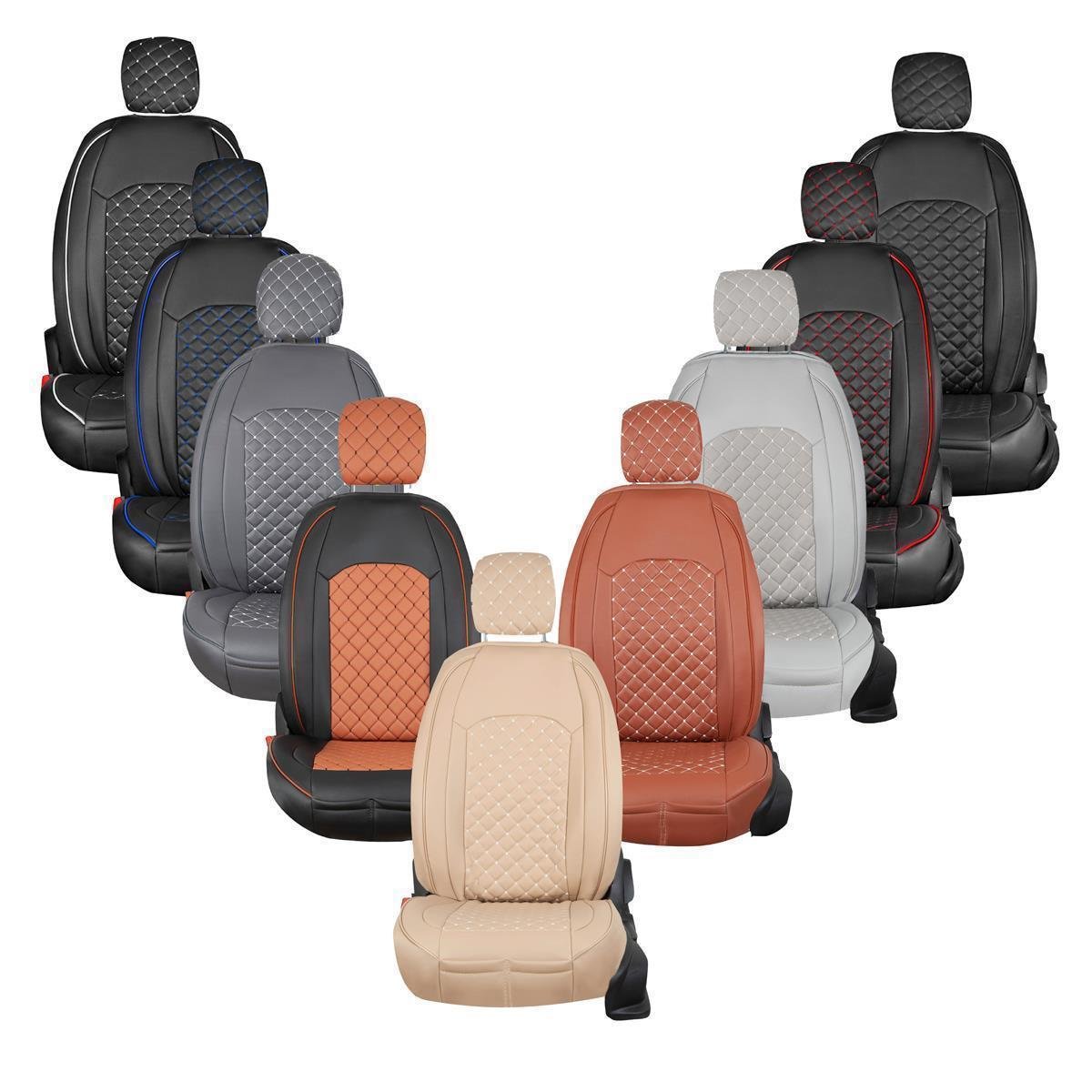 2+1 Sitzbezüge Rot Kunstleder Neu Schonbezüge für Seat Citroen Daihatsu Fiat 