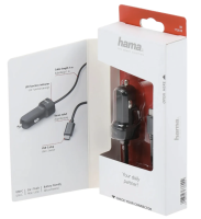 Hama Kfz-Ladeger&auml;t USB-C Samsung Huawei 15W/3A 1M Kabel Schwarz LED