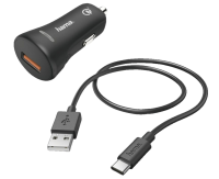Hama Kfz-Ladeger&auml;t USB Adapter 19.5W/3A 1M Kabel USB-C Schwarz LED