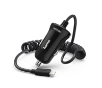 Hama Car charger IPhone IPod 5W/1A 1M spiral cable black LED