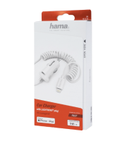 Hama Car charger IPhone IPod 5W/1A 1M spiral cable white LED