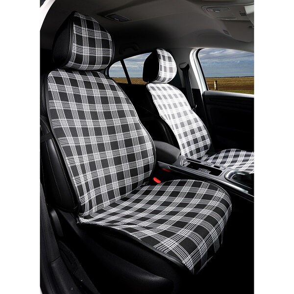 Germansell Sitzauflagen kompatibel mit Citroen C3 Picasso Bj. 2009-2017 in Schwarz/Wei&szlig; 2er Set Kansas