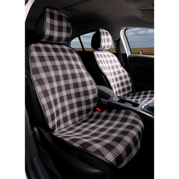 Sitzauflagen passend f&uuml;r Toyota Aygo ab Bj. 2005 in Schwarz/Rot 2er Set Kansas