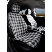 Seat covers suitable for Toyota Aygo since 2005 in Black/White Set of 2 Kansas