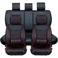 Sitzbez&uuml;ge passend f&uuml;r Peugeot 5008 ab 2018 in Schwarz/Rot Set Paris