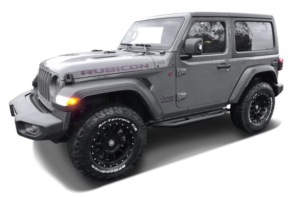 Black Rock side bars black fitting Jeep Wrangler JL 2018- 2-door