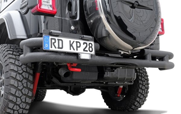Black Rock double tube rear bumper &Oslash; 76 mm fitting Jeep Wrangler JL 2018-