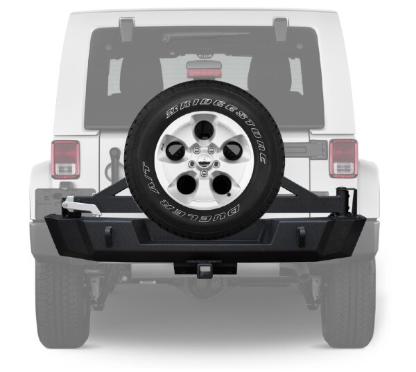 Rear bumper black HSP fitting Jeep Wrangler JK + spare wheel carrier