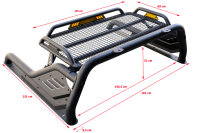 Roll bar Black Stealth 76 mm with luggage basket fitting Ford Ranger Raptor 2019-2022