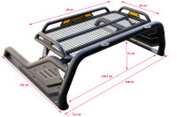 &Uuml;berrollb&uuml;gel Black Stealth 76 mm mit Gep&auml;ckkorb passend f&uuml;r Ford Ranger 2016-2022