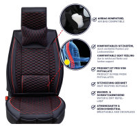Sitzbez&uuml;ge passend f&uuml;r Mazda CX-5 ab 2011 in Schwarz/Rot 2er Set Wabendesign