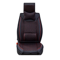 Front seat covers suitable for Mercedes Benz R Klasse from 2006 in color Black White Set of 2 Honeycomb design