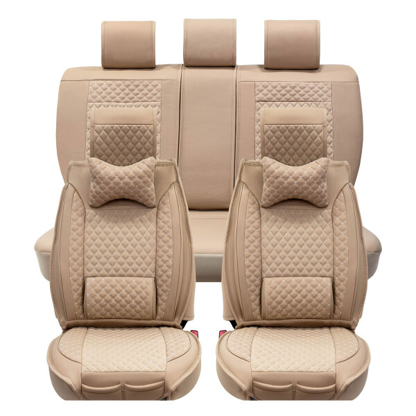 Front seat covers suitable for Dacia Duster from 2010 in color beige Set of 2 Check design