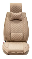 Front seat covers suitable for Dacia Duster from 2010 in color beige Set of 2 Check design
