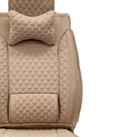 Front seat covers suitable for Dacia Duster from 2010 in color beige Set of 2 Check design