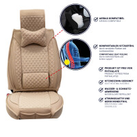 Front seat covers suitable for Dacia Duster from 2010 in color beige Set of 2 Check design