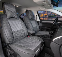 Front seat covers suitable for Ford Ranger from 2006 in color dark Gray Set of 2 Check design
