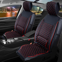 Front seat covers suitable for Ford Ranger from 2006 in color Black Red Set of 2 Check design
