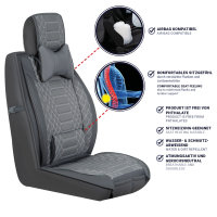 Front seat covers suitable for Isuzu D-Max from 2006 in color dark Gray Set of 2 Check design