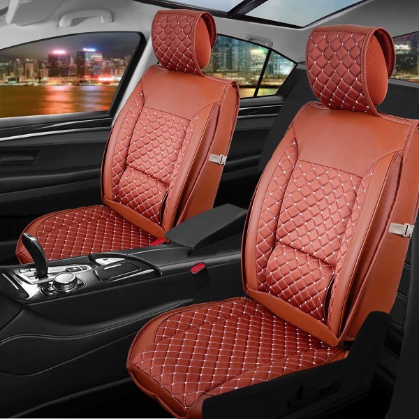 Front seat covers suitable for Hyundai Santa Fe from 2006 in color cinnamon Set of 2 Check design
