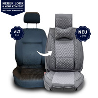 Front seat covers suitable for Mercedes Benz E Klasse from 2002 in color dark Gray Set of 2 Check design
