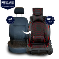 Front seat covers suitable for Daihatsu Terios from 2006 in color Black Red Set of 2 Checkered mix